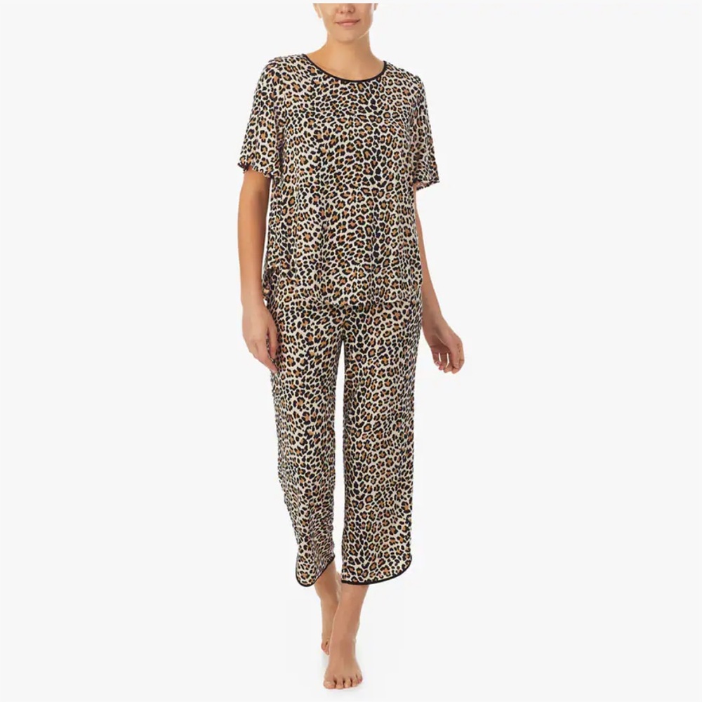 NWT Kate Spade Leopard Cropped Pajama Set